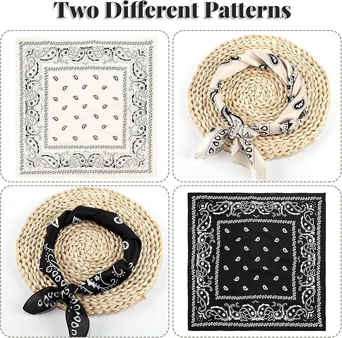 Bulk 27 inches Ethnic Printed Bandana - Swirl Pattern Silk Scarf