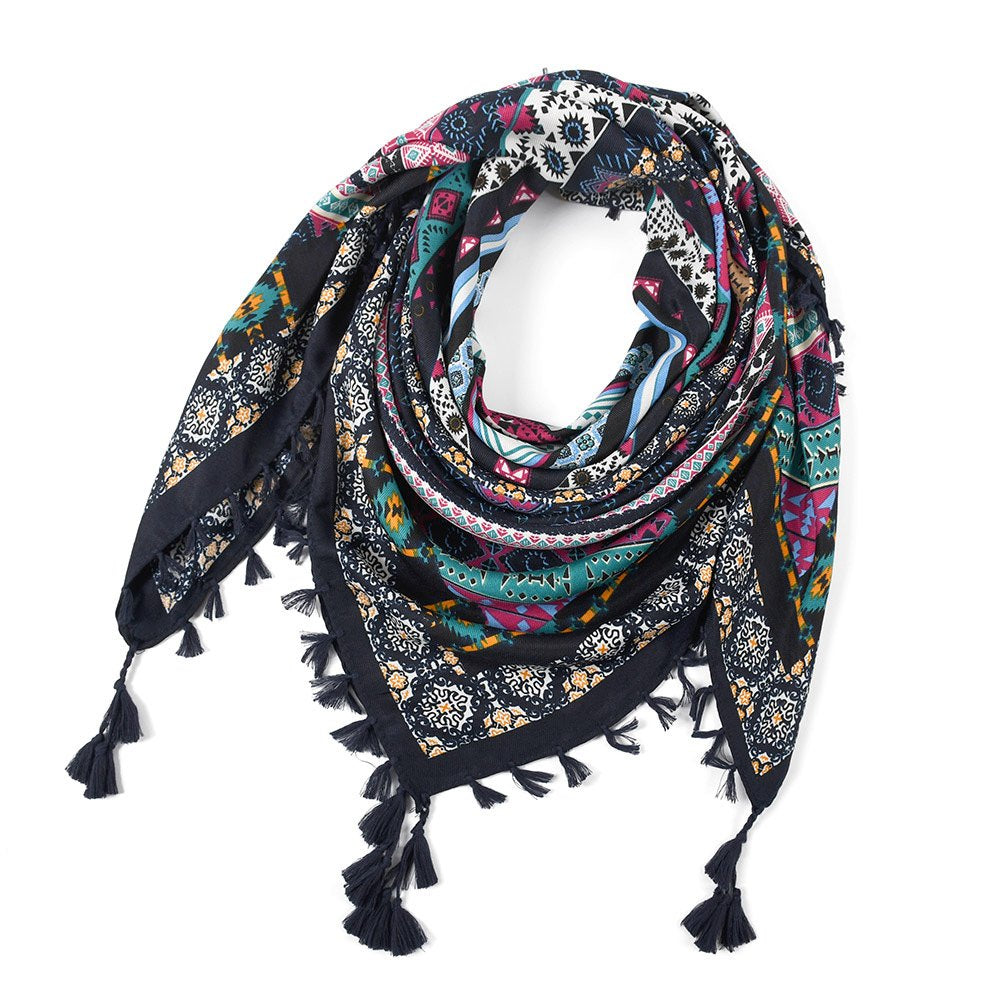 black and white floral scarf