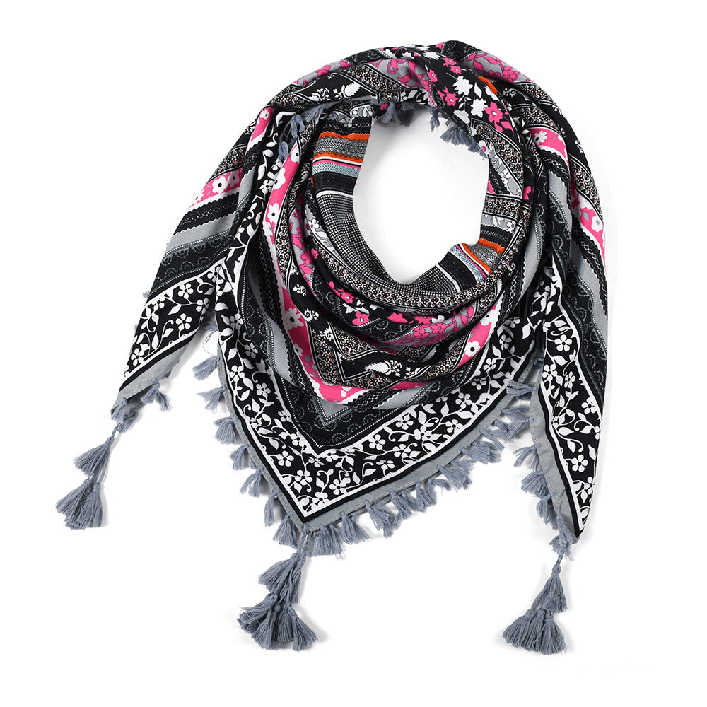 black and white floral scarf