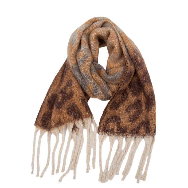 Faux Mohair Tassel Elegant Short Plush Winter Scarf
