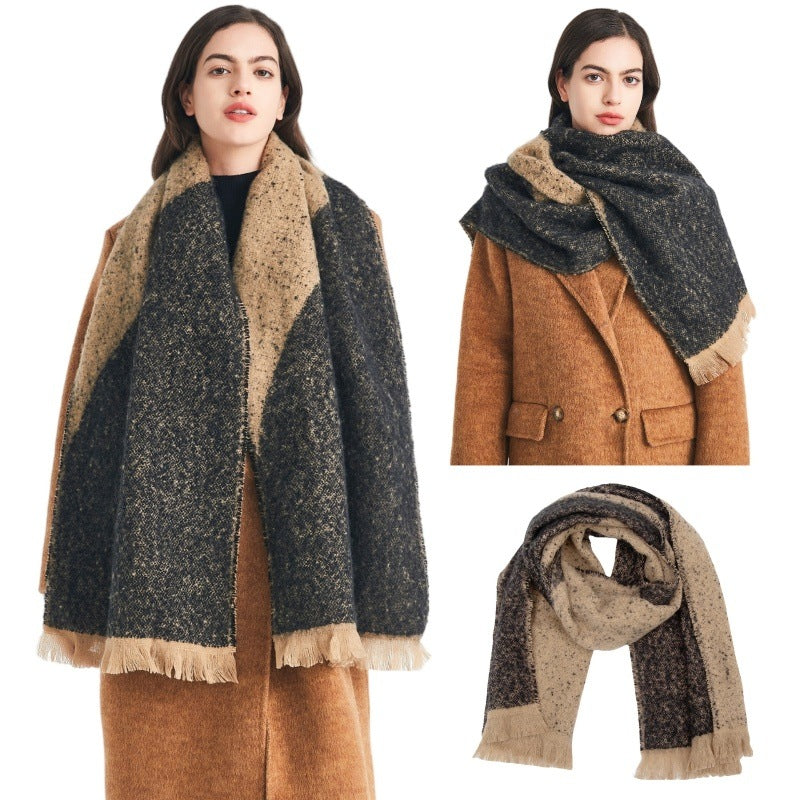 Camel Boucle Thickened Shawl