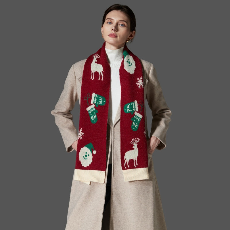 Holiday Winter Snowman Reindeer Scarf