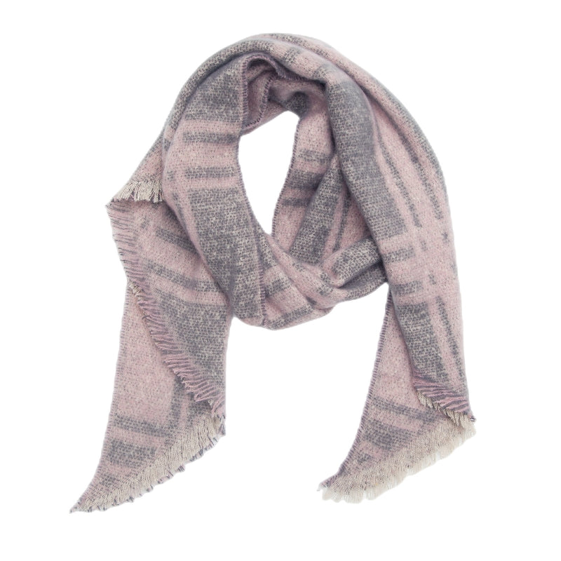 Plaid pink and gray scarf