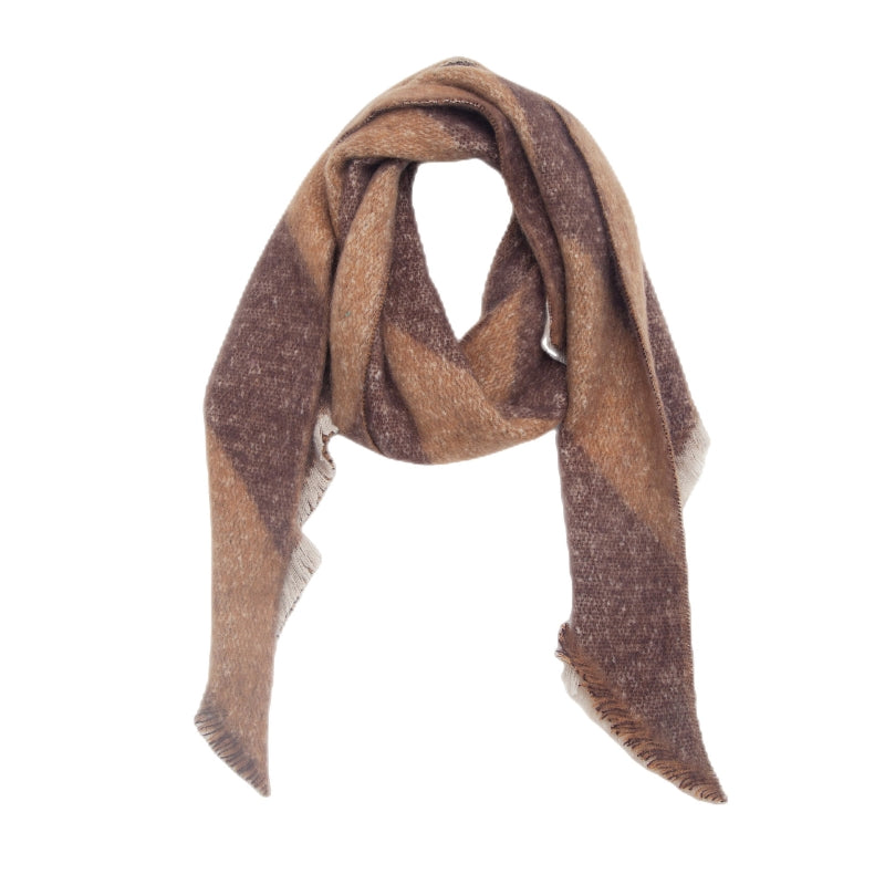 Diamond-patterned brown scarf