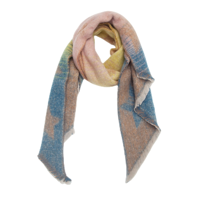 Five-pointed star yellow and pink scarf