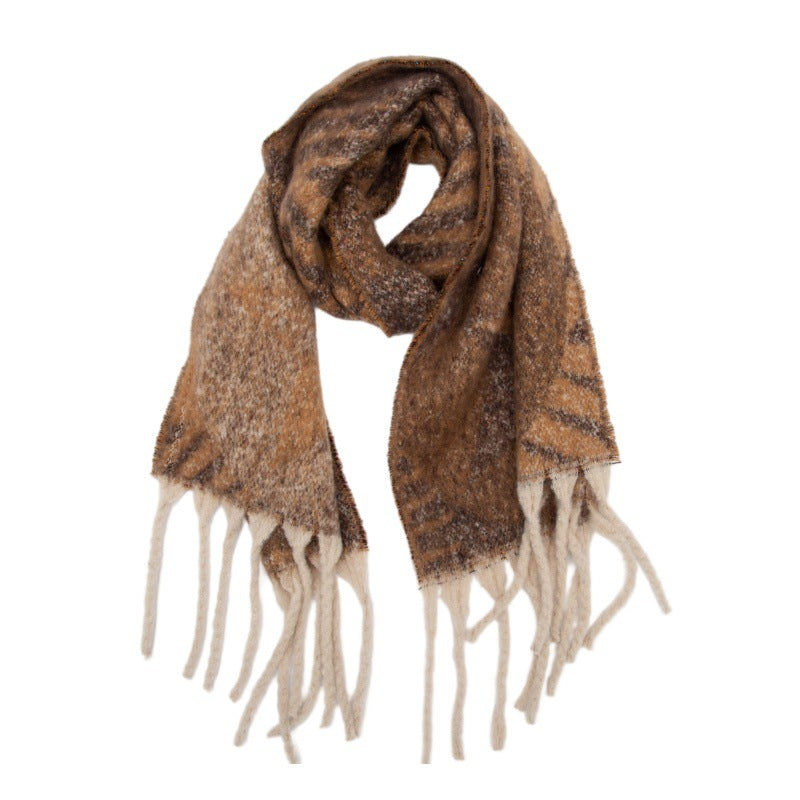multi-color star design and a stylish fringed hem