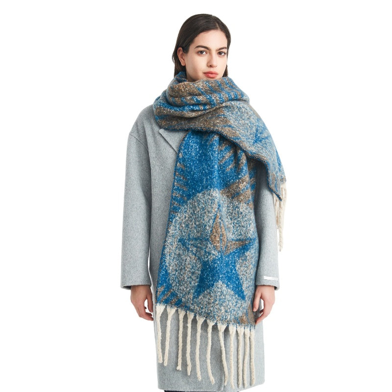 Cashmere Feel Winter Warm Long Chunky Scarves with Tassels