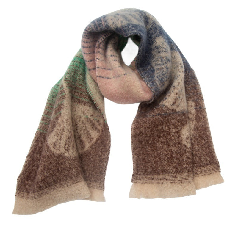Women's Fashion Star Ombre Colorful Scarf Cashmere Feel Winter Warm Chunky Scarves