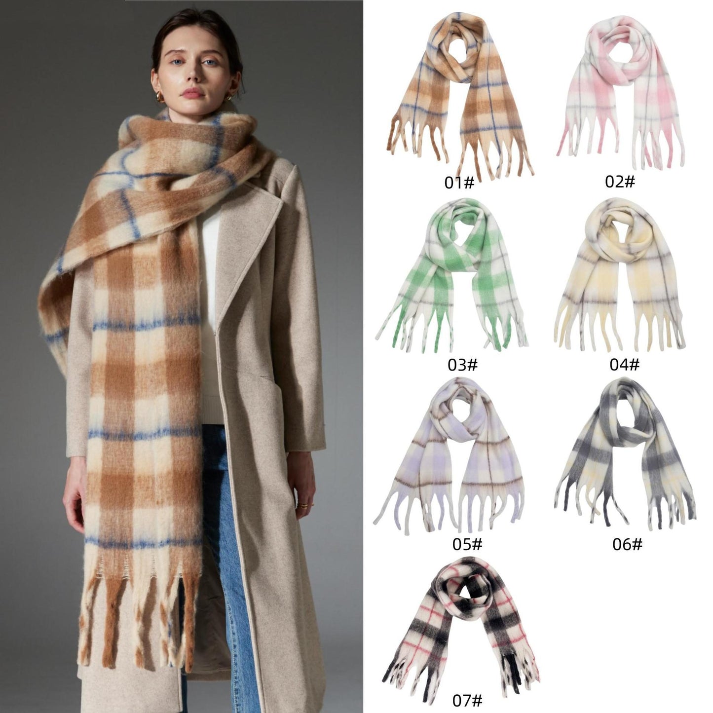 European and American autumn and winter tassel scarf women's shawl