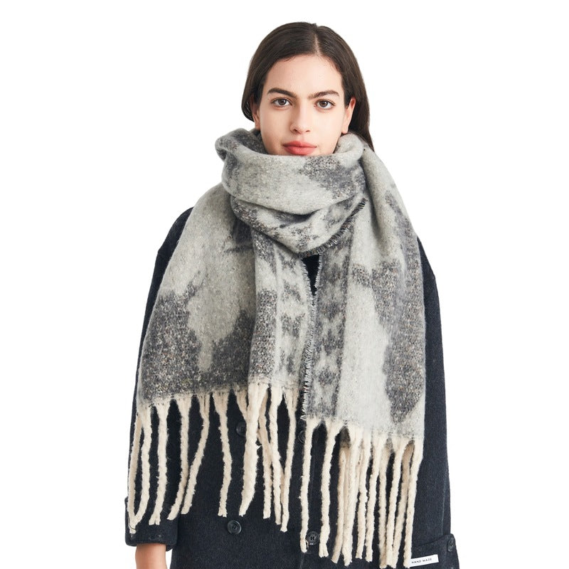 Mohair Tassel Elegant Short Plush Winter Scarf