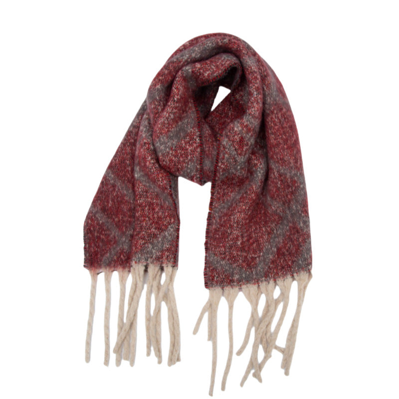 Warm Colorful Oversized Pashmina Woven Tartan Checker Scarf