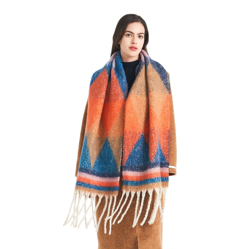 Plaid Scarves Warm Colorful Oversized