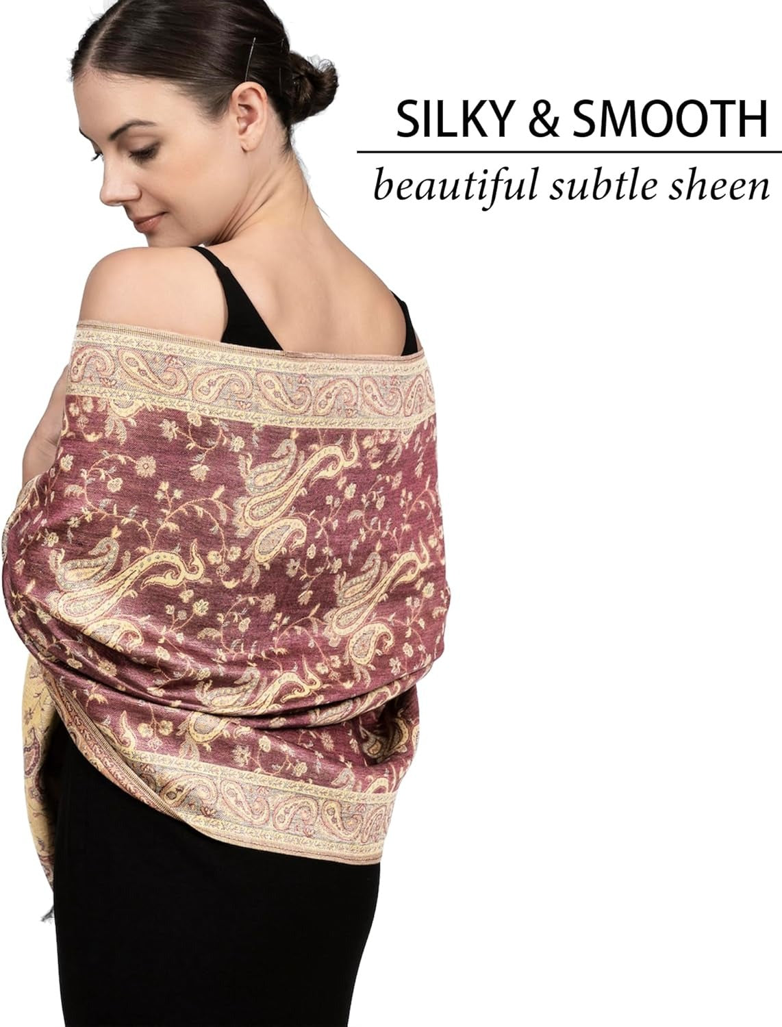 Large Vintage Paisley Jacquard Scarf Tassels