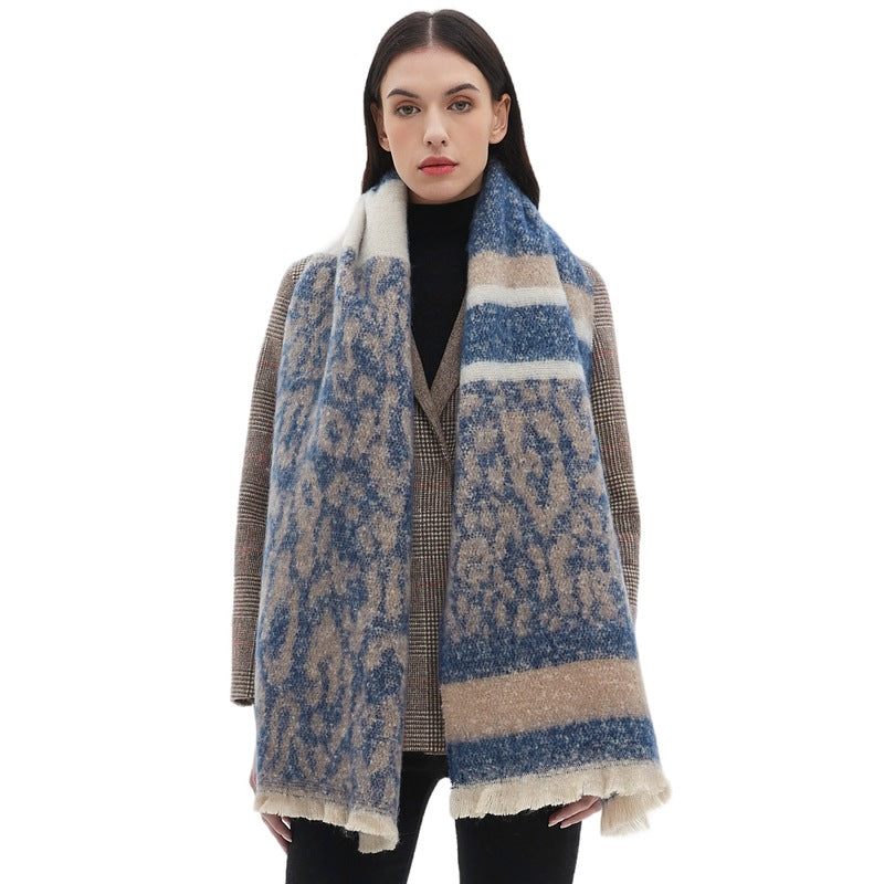 Women's Large Scarf Colorful Chunky Spliced Leopard