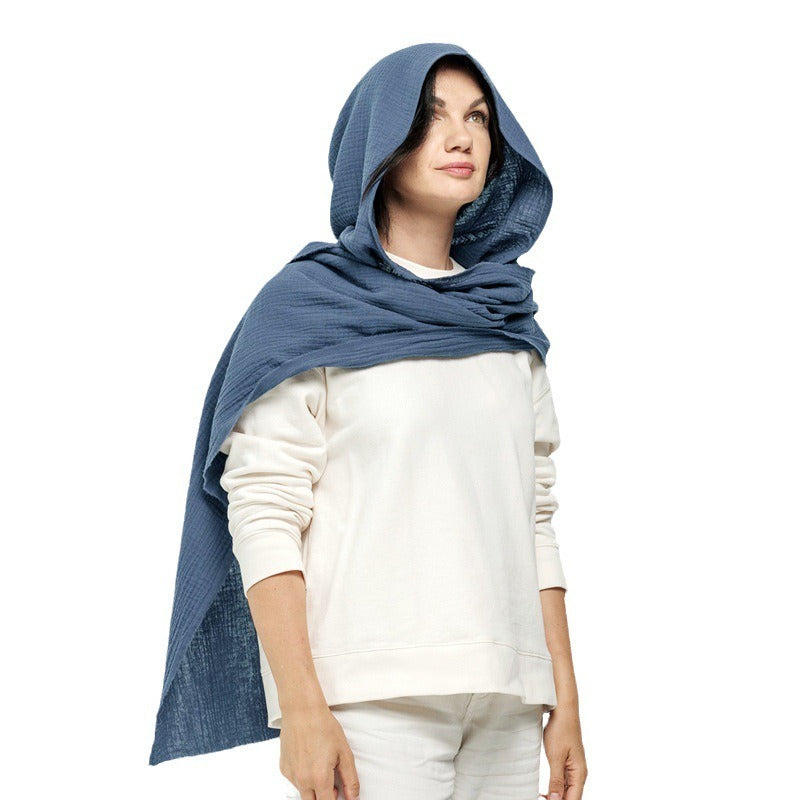 Blue Medieval Linen Cotton Cowl Hood