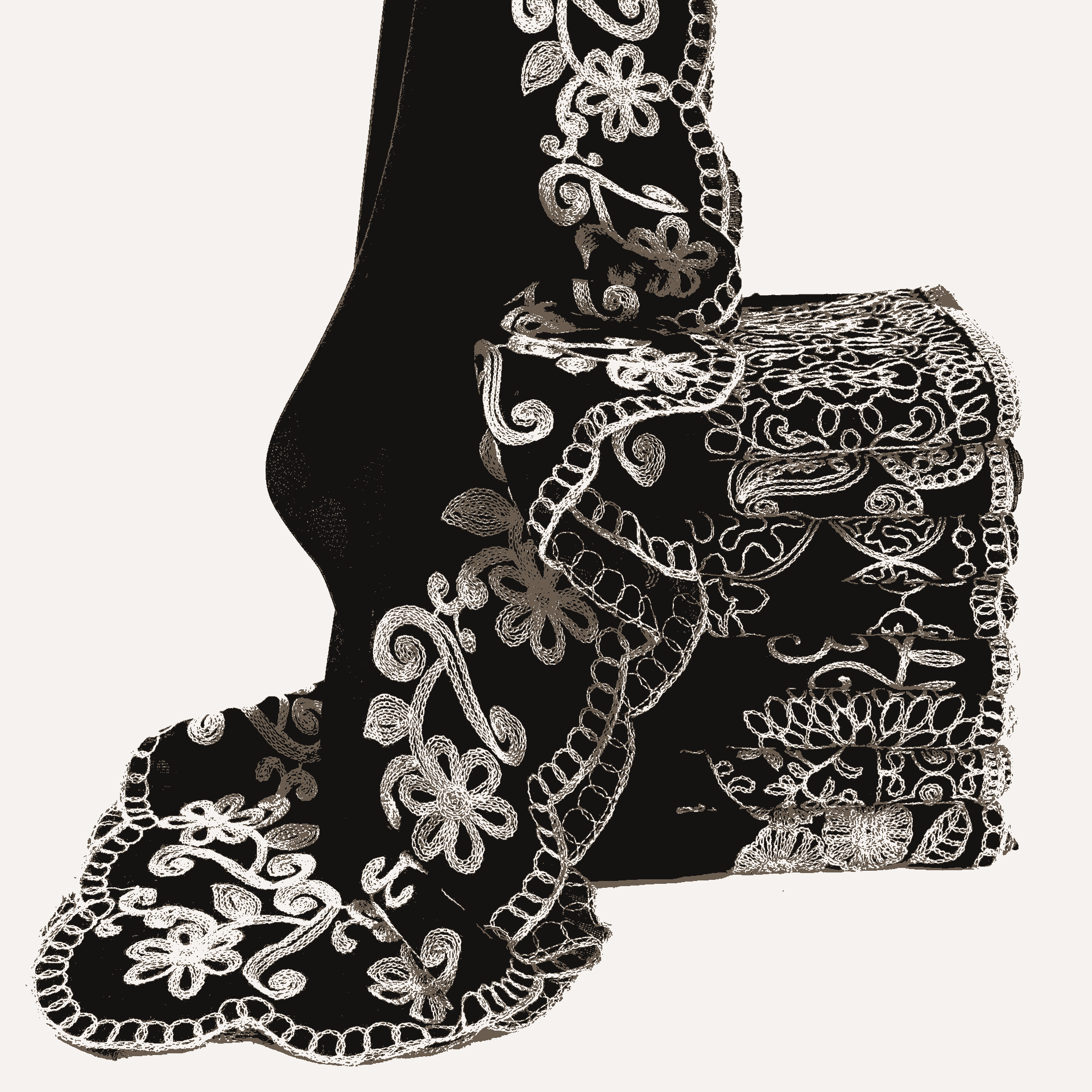 black embroidered scarf