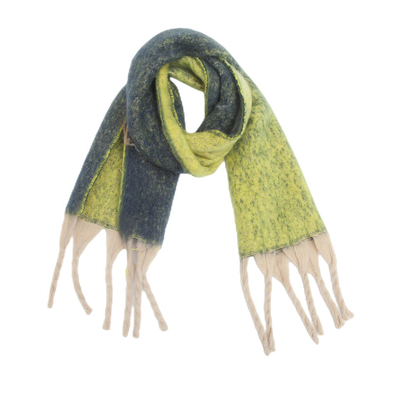 Thickened collar scarf with thick tassels and gradient colors
