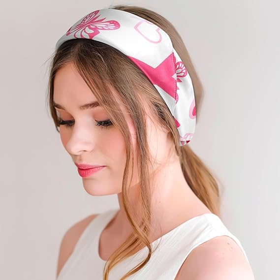 Silky-Feeling Scarves Pink Cancer Ribbon Pattern