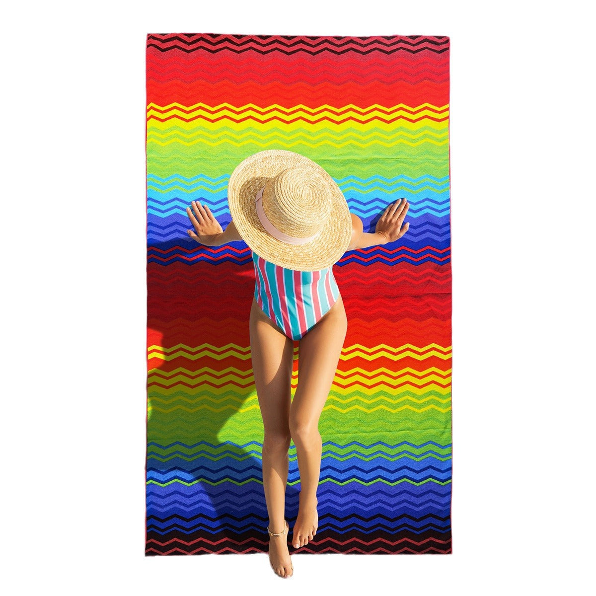 rainbow stripe beach towel