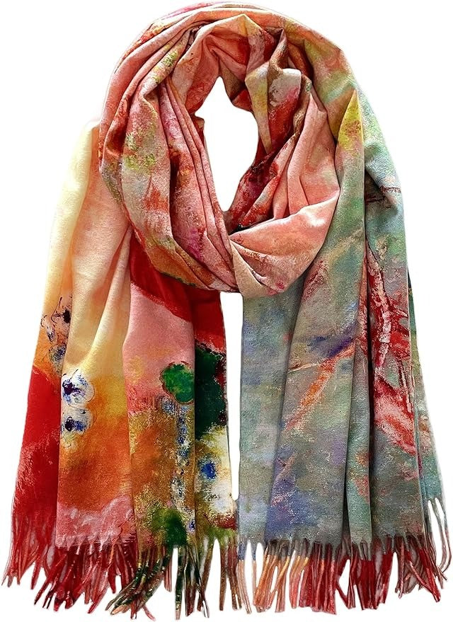 Reversible Soft Cashmere Feel Scarf - Large Shawl Wrap Double-side Art Print OEM