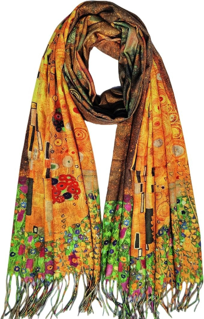Reversible Soft Cashmere Feel Scarf - Large Shawl Wrap Double-side Art Print OEM
