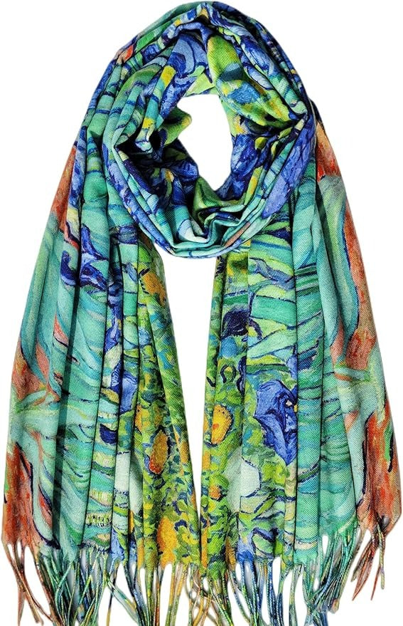 Reversible Soft Cashmere Feel Scarf - Large Shawl Wrap Double-side Art Print OEM