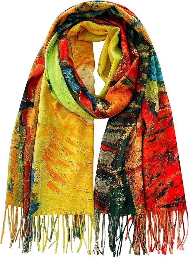 Reversible Soft Cashmere Feel Scarf - Large Shawl Wrap Double-side Art Print OEM