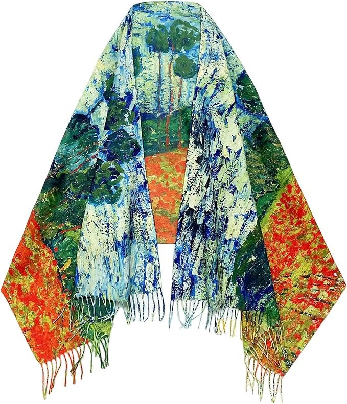 Reversible Soft Cashmere Feel Scarf - Large Shawl Wrap Double-side Art Print OEM