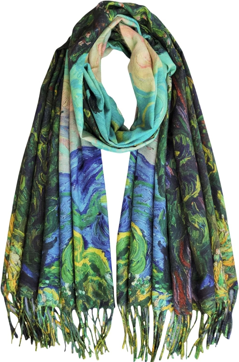 Reversible Soft Cashmere Feel Scarf - Large Shawl Wrap Double-side Art Print OEM