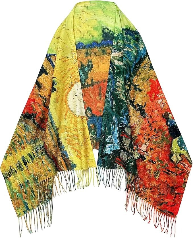 Reversible Soft Cashmere Feel Scarf - Large Shawl Wrap Double-side Art Print OEM