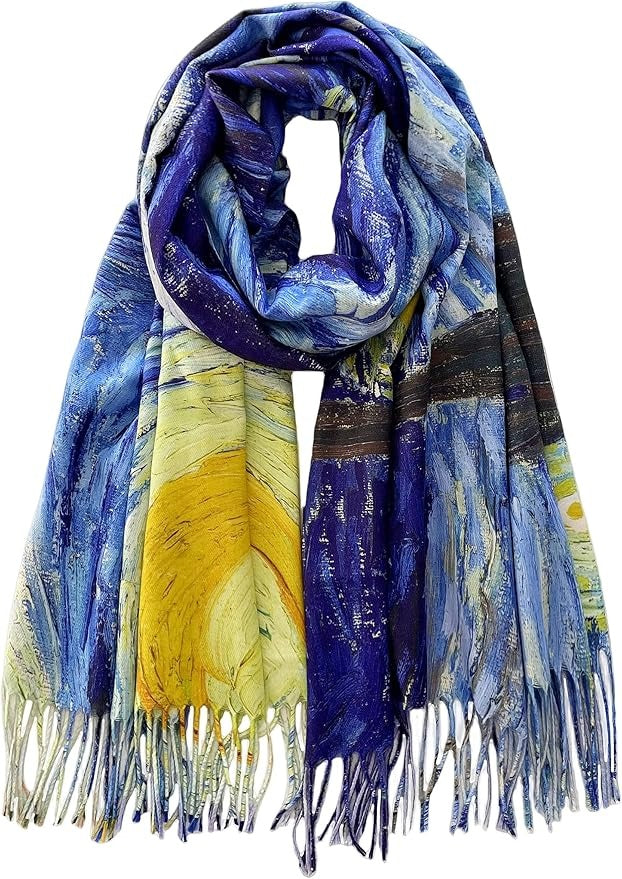Reversible Soft Cashmere Feel Scarf - Large Shawl Wrap Double-side Art Print OEM