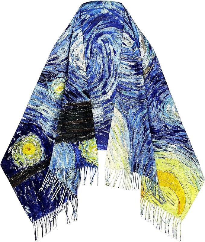 Reversible Soft Cashmere Feel Scarf - Large Shawl Wrap Double-side Art Print OEM