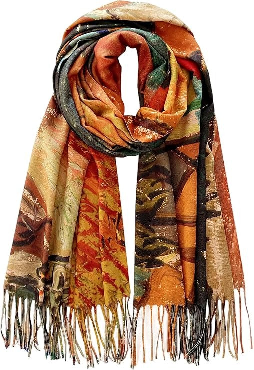 Reversible Soft Cashmere Feel Scarf - Large Shawl Wrap Double-side Art Print OEM