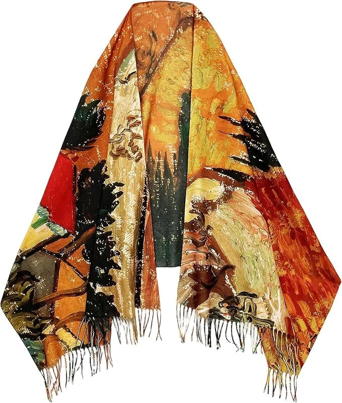 Reversible Soft Cashmere Feel Scarf - Large Shawl Wrap Double-side Art Print OEM