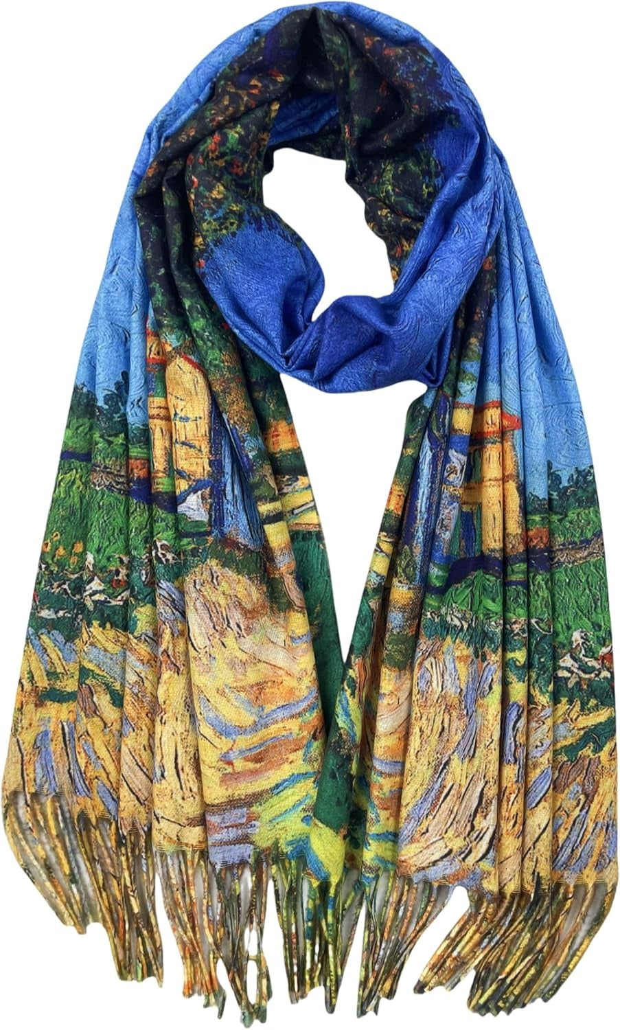 Reversible Soft Cashmere Feel Scarf - Large Shawl Wrap Double-side Art Print OEM