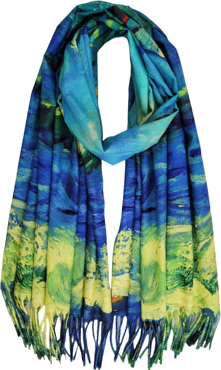 Reversible Soft Cashmere Feel Scarf - Large Shawl Wrap Double-side Art Print OEM