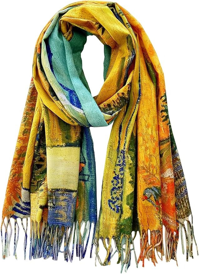 Reversible Soft Cashmere Feel Scarf - Large Shawl Wrap Double-side Art Print OEM