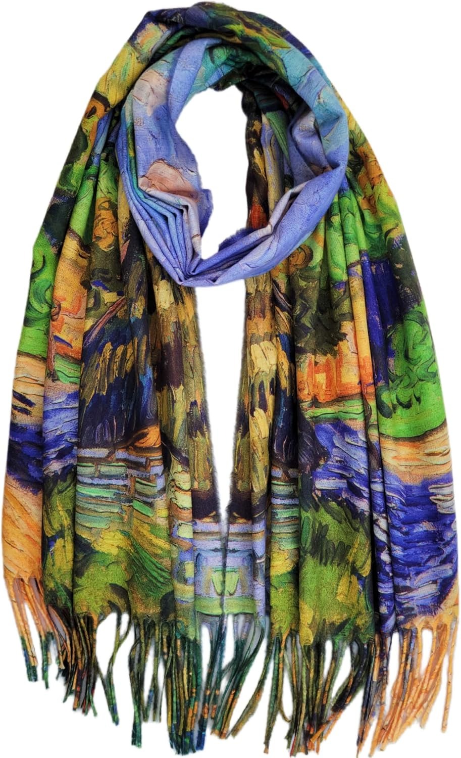 Reversible Soft Cashmere Feel Scarf - Large Shawl Wrap Double-side Art Print OEM