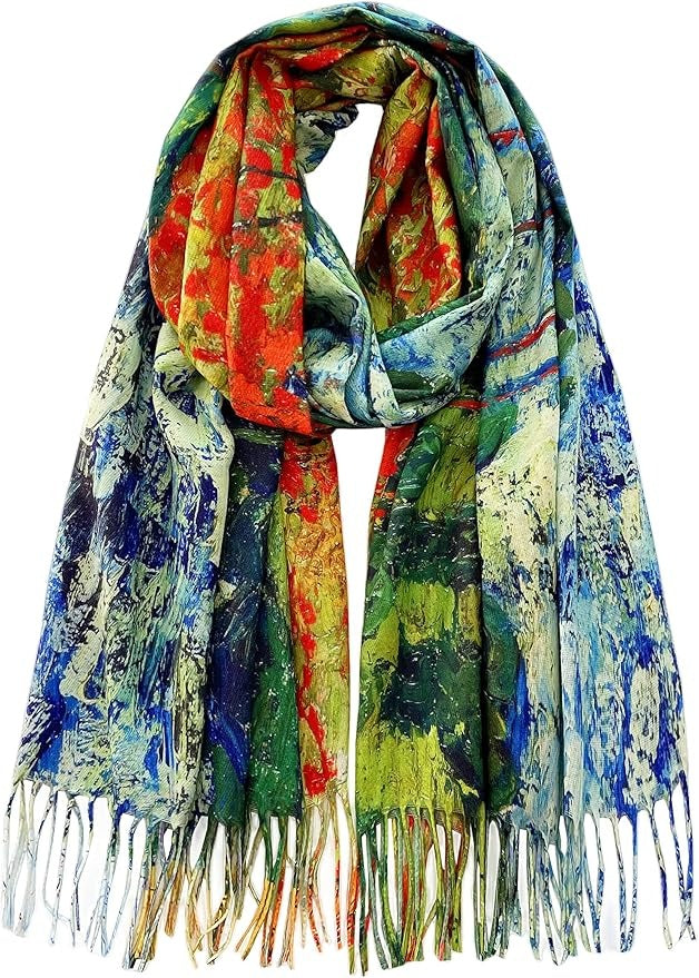 Reversible Soft Cashmere Feel Scarf - Large Shawl Wrap Double-side Art Print OEM