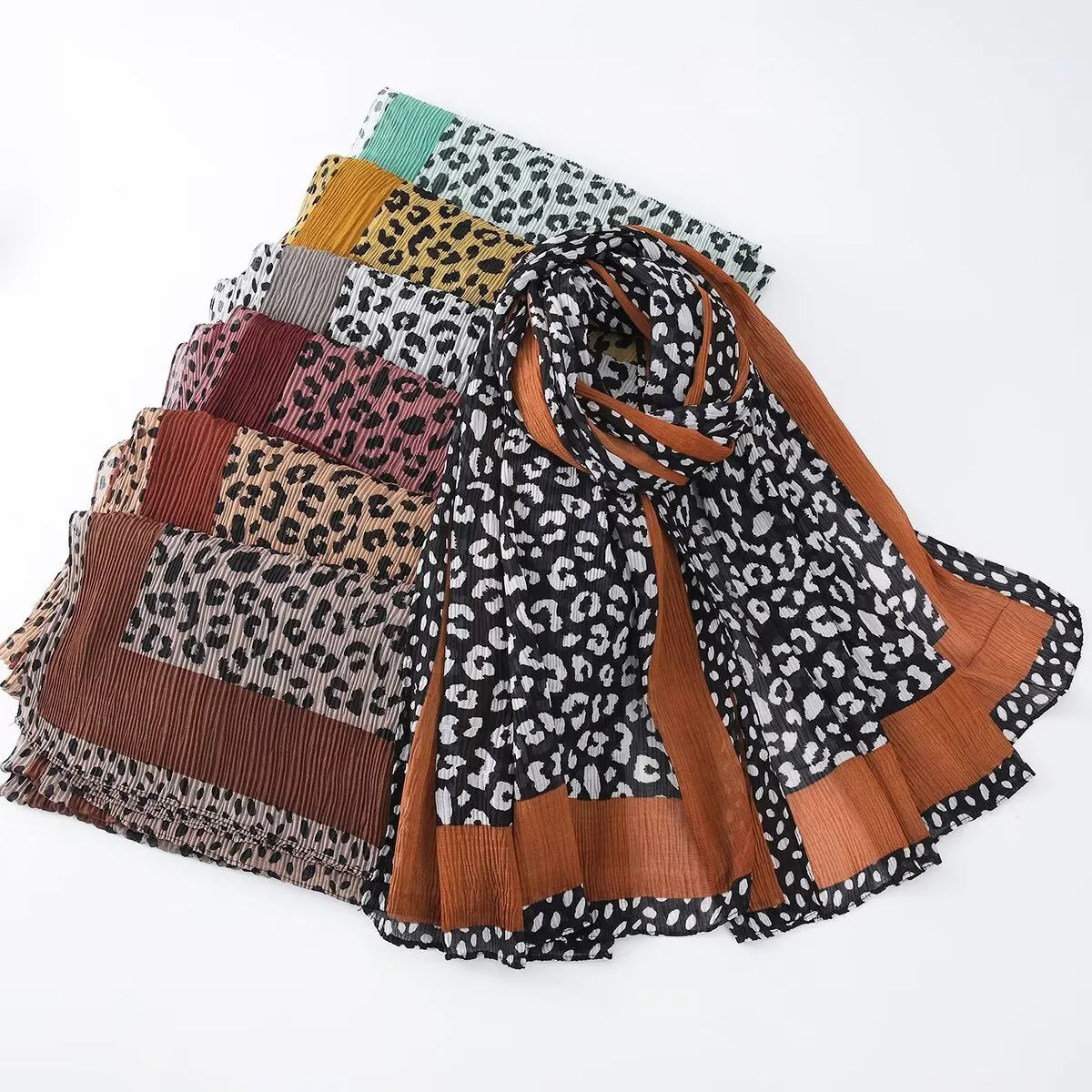 Saudi Arabia Head Covering Leopard Print Hijab Scarf for Sunscreen Women