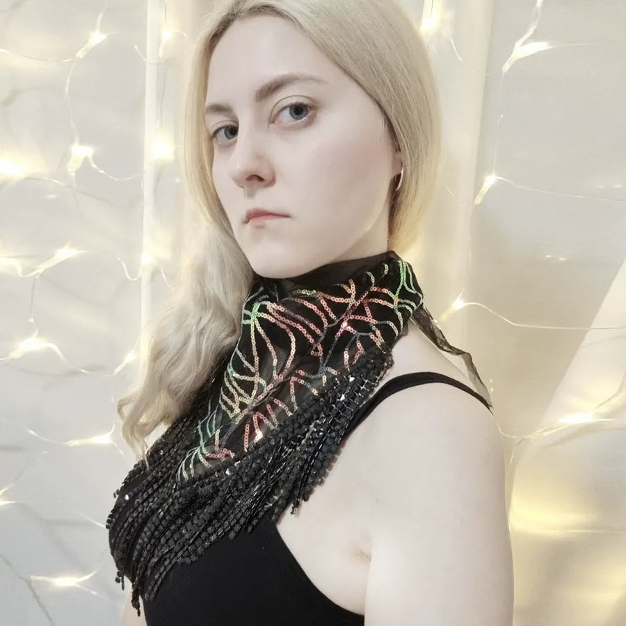Bulk Sequin Diamond Tassel Party Headdress - Women's Fashion Bachelorette Party Neck Scarf