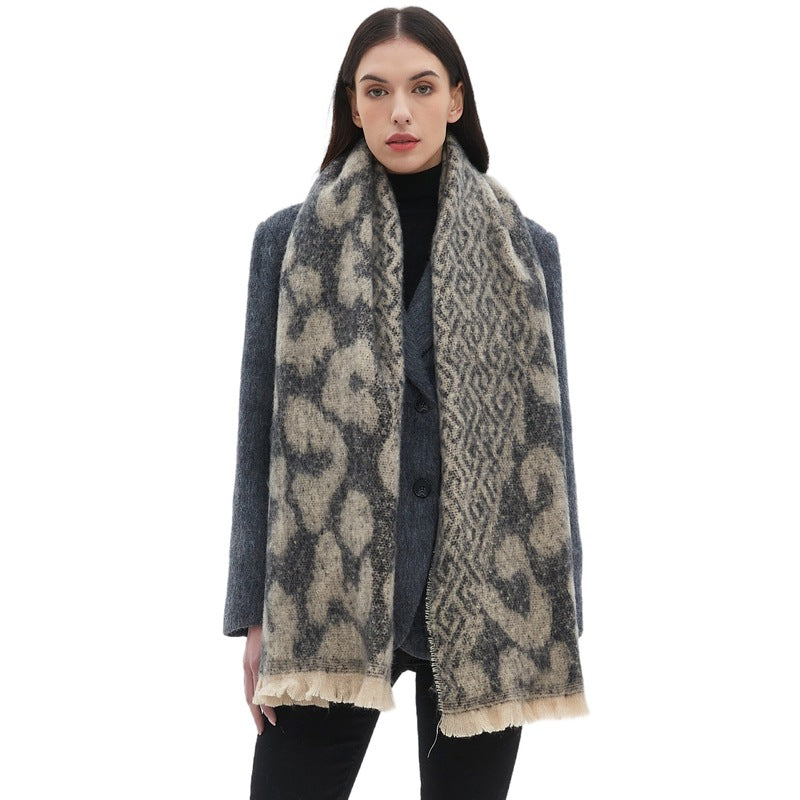 Tie-Dye Leopard Lightweight Tassel Shawl Scarf