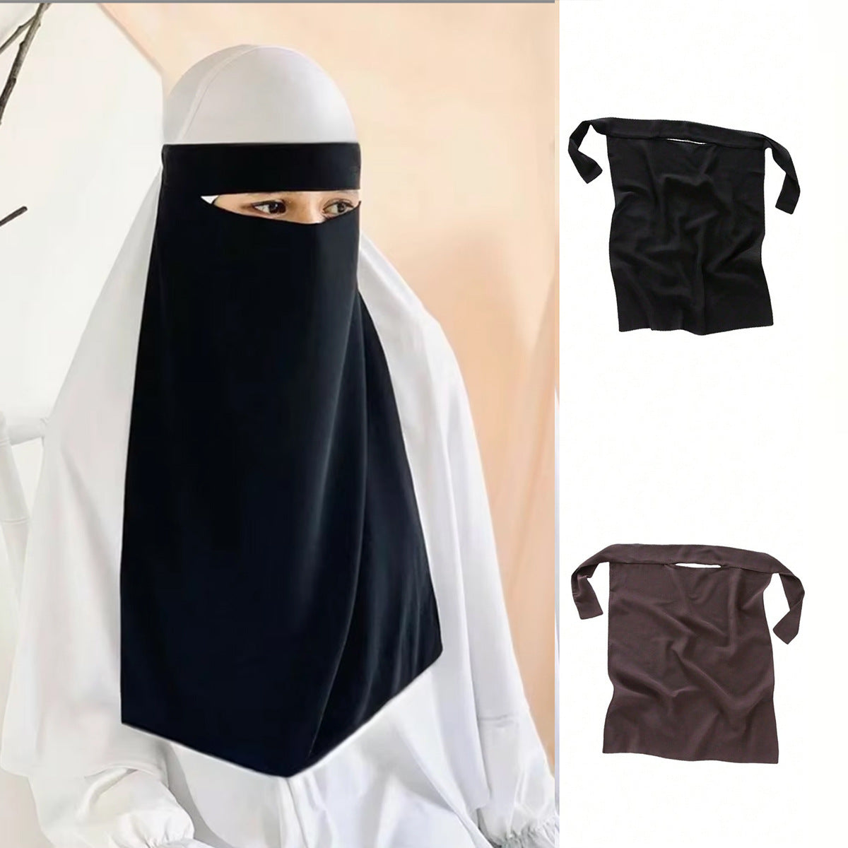 One Layer Nose Piece, Hijab Prayer Face Mask for Women Men