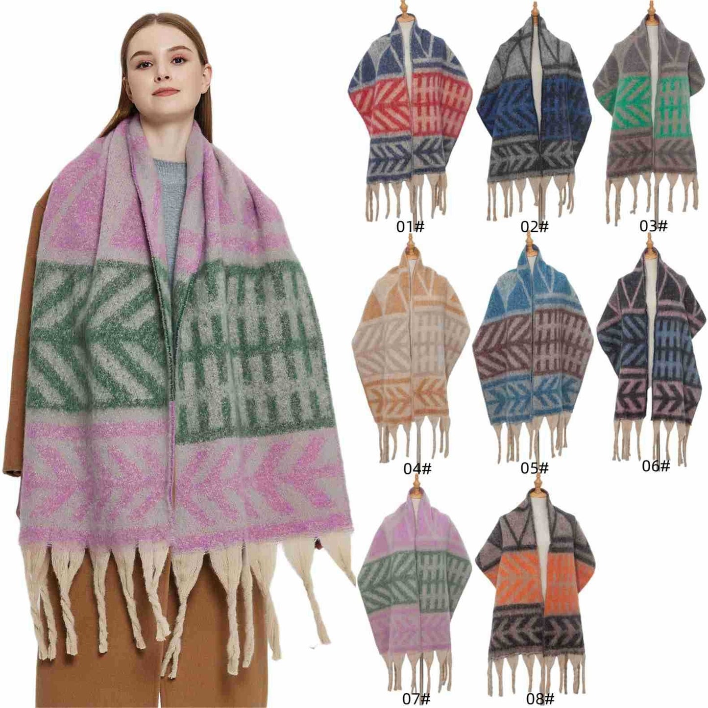 Autumn and winter thickened circle yarn coarse tassel leaves