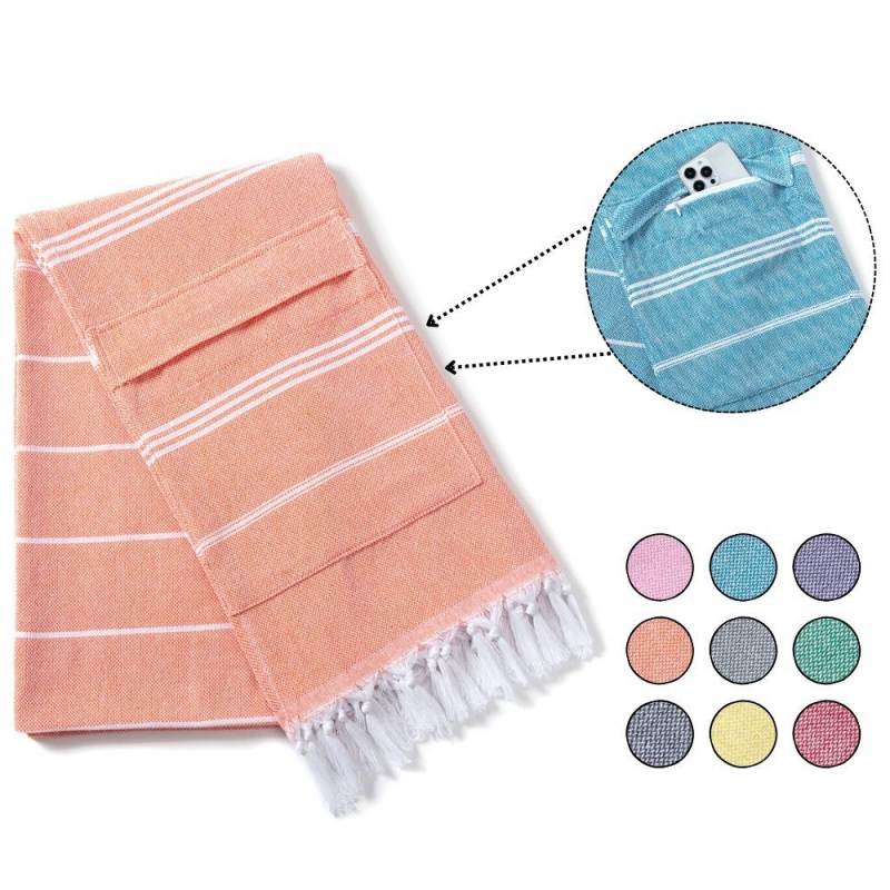 Hammam Beach Towel with Hidden Zipper