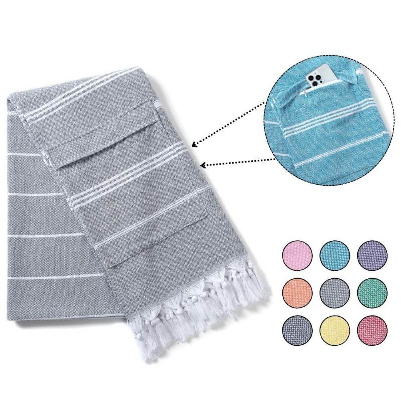 Hammam Beach Towel with Hidden Zipper