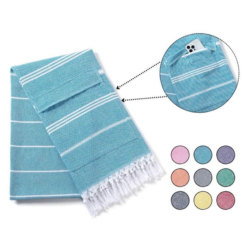 Hammam Beach Towel with Hidden Zipper