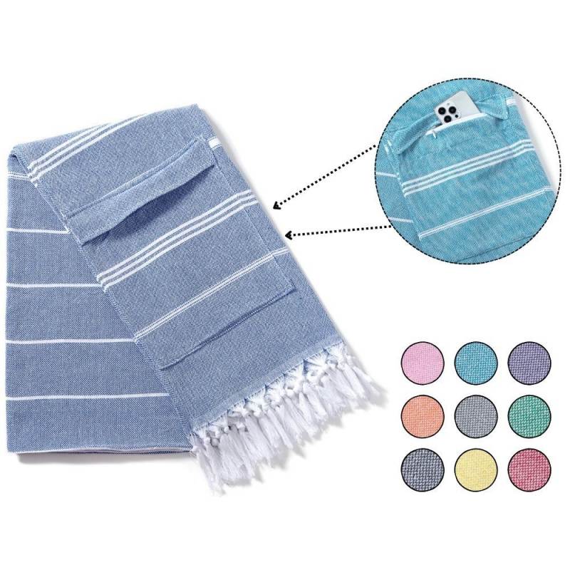 Hammam Beach Towel with Hidden Zipper