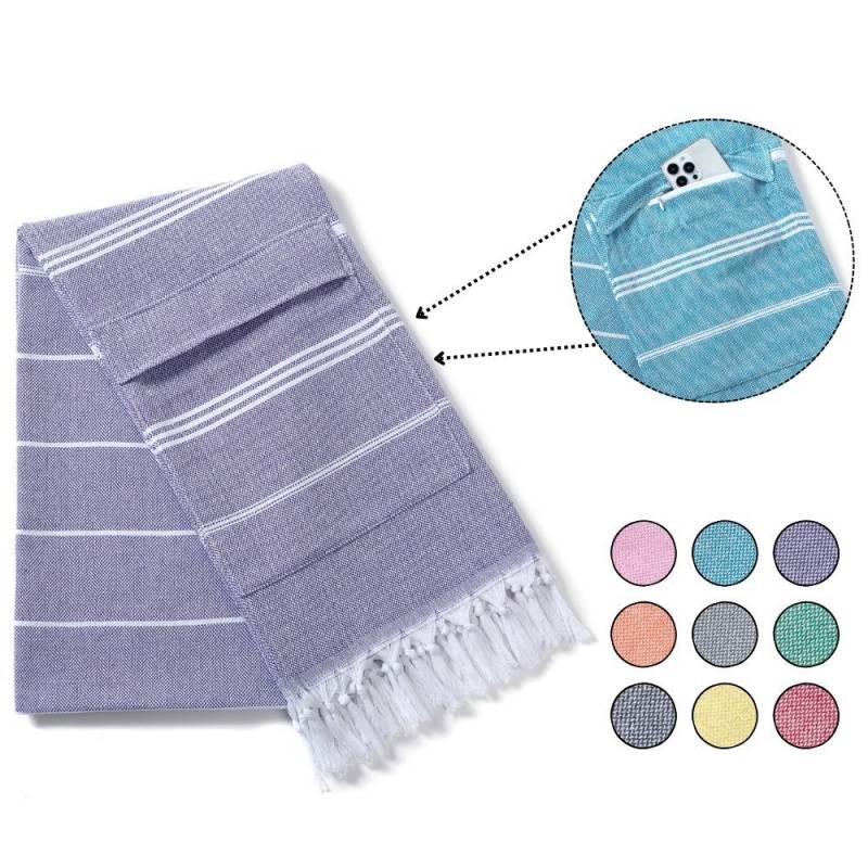 Hammam Beach Towel with Hidden Zipper