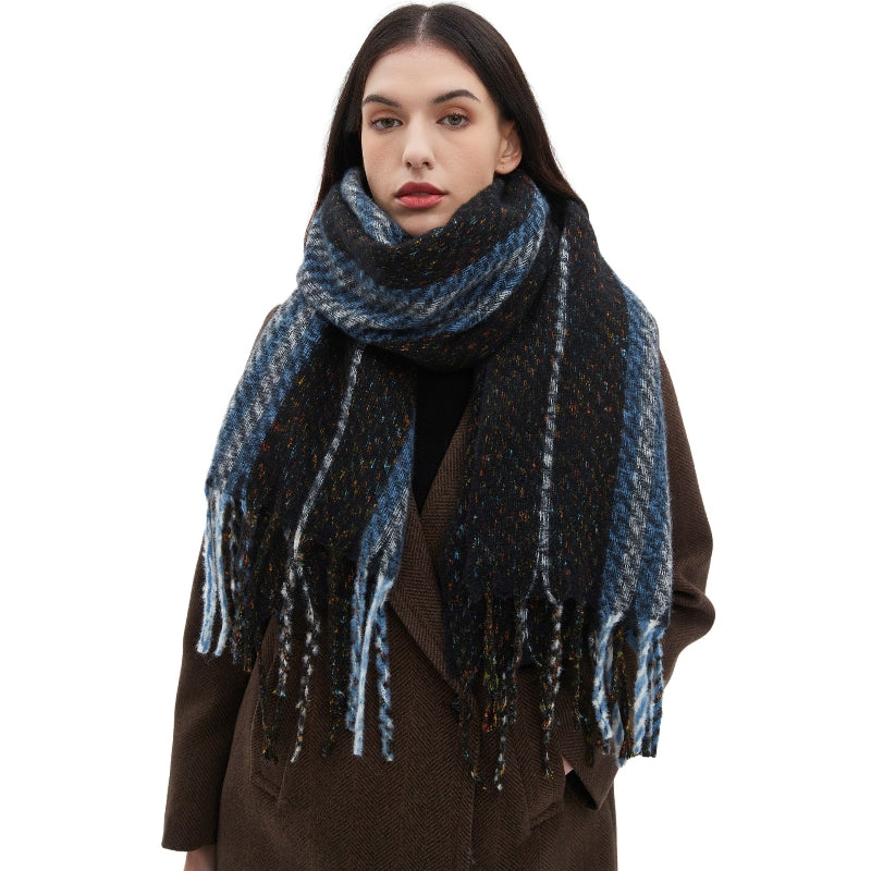 Versatile Vintage Striped Tassel Shawl